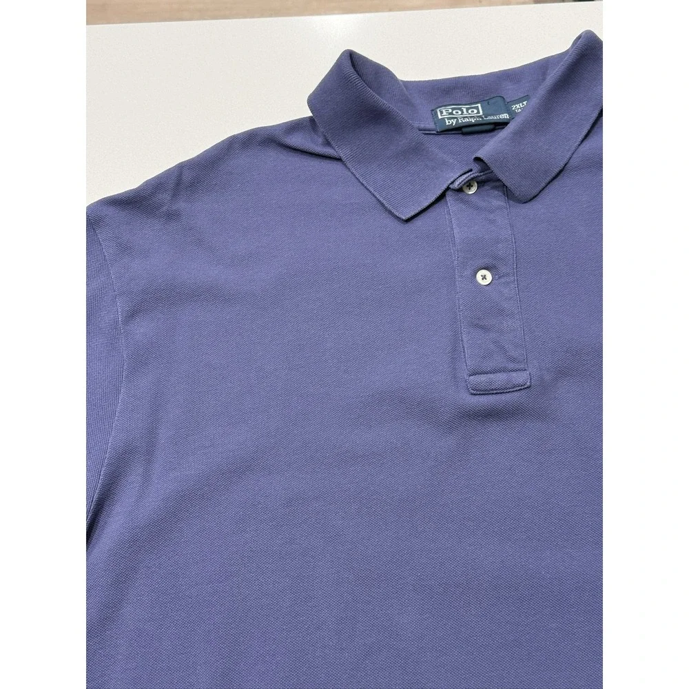 Polo Ralph Lauren Iconic Mesh Polo Shirt 2XLT Blue Cotton Red Logo